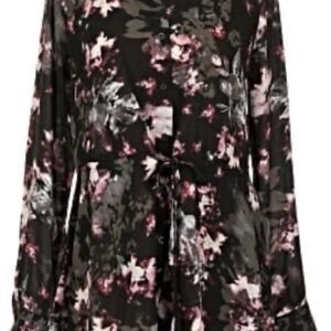 Simply Vera Vera Wang Black and Purple Floral Blouse